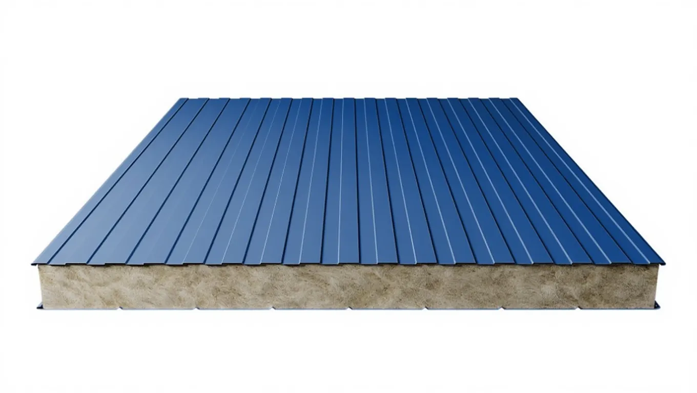 Стеновая сэндвич-панель с минватой 100 мм цвет RAL (полиэстер) верх 0,45 мм / низ 0,7 мм (ширина 1200 мм)