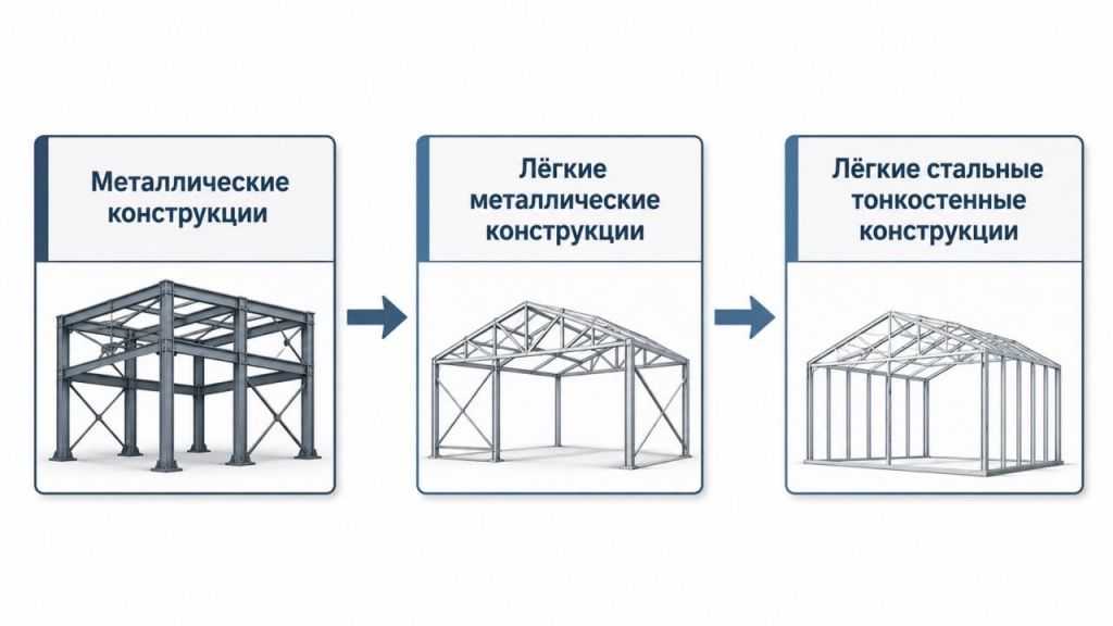 Классификация металлических конструкций: МК, ЛМК и ЛСТК